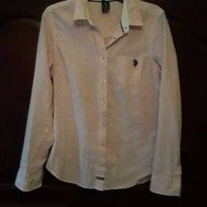 US Polo Assn.  pink and white striped button down